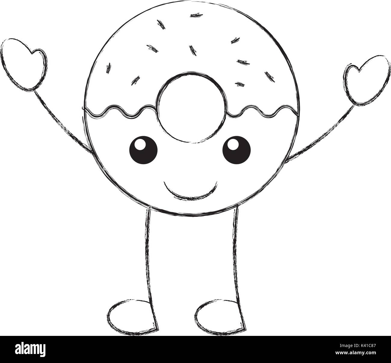 Cute cartoon vector donut Black and White Stock Photos & Images - Alamy