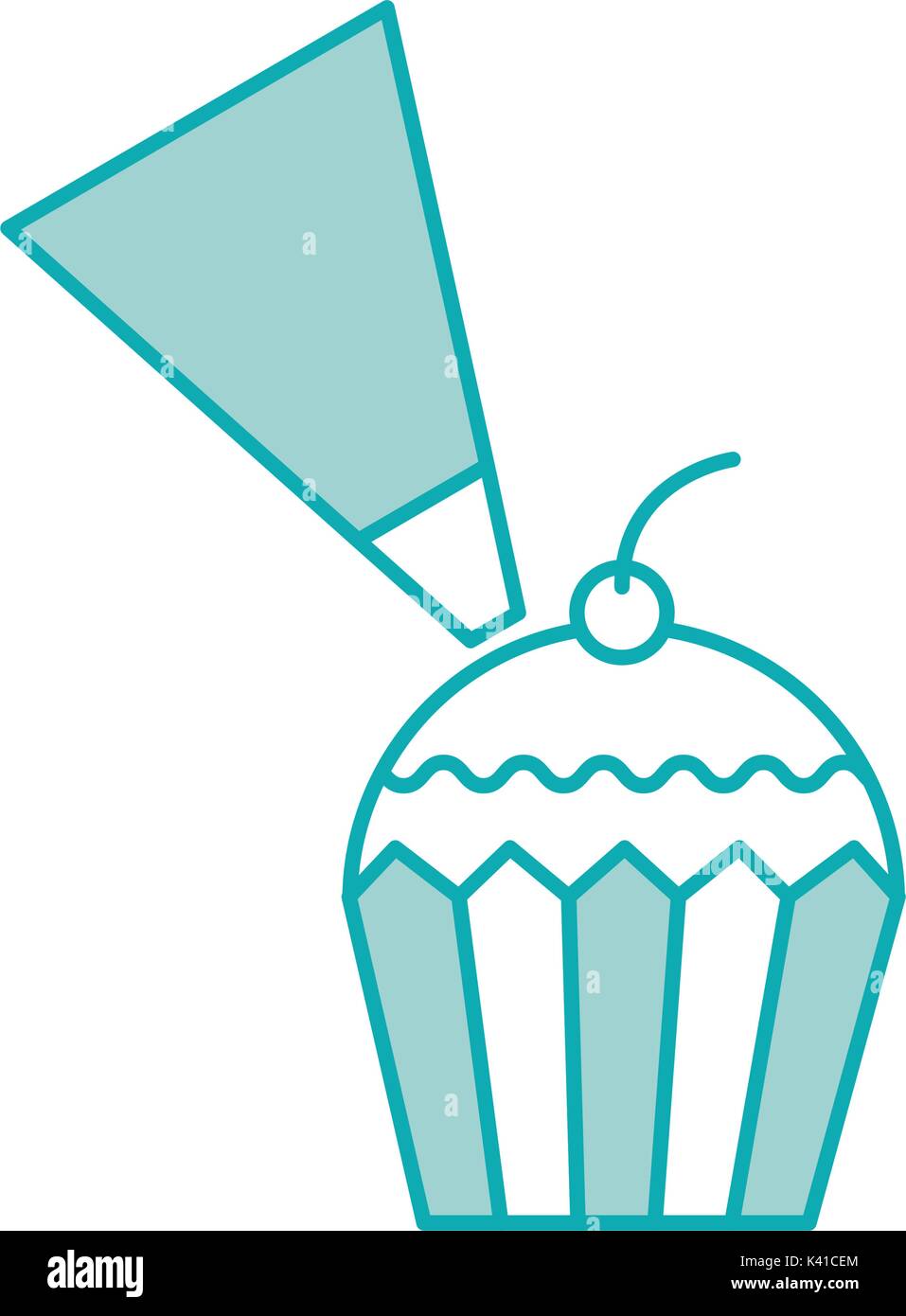 piping bag frosting a cupcake pastry isolated on a white background