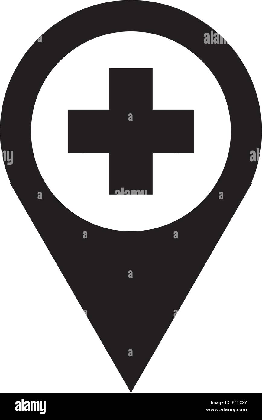 map pointer icon with cross hospital symbol position Stock Vector Image ...