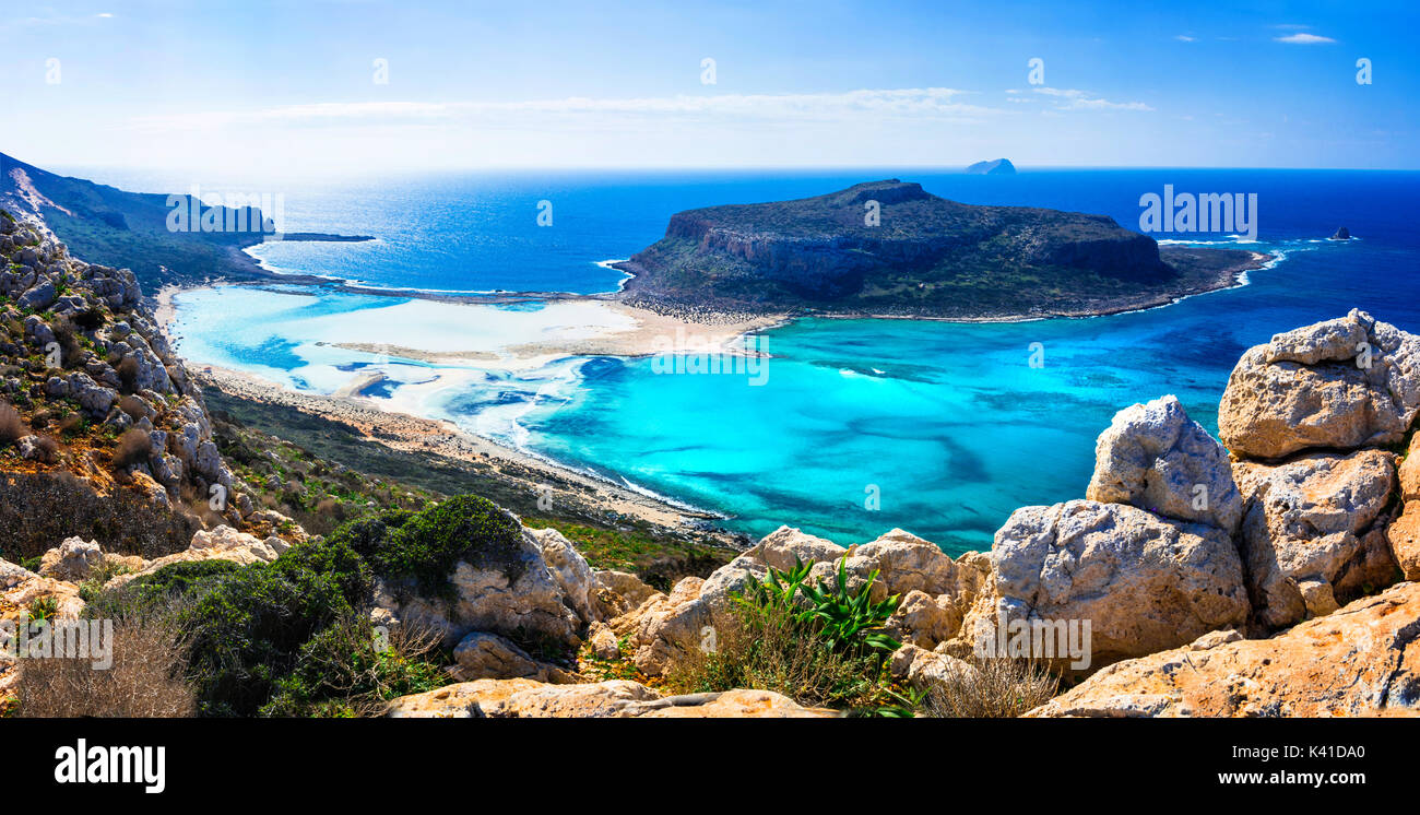 One of the most beautiful beaches of Greece - Balos bay in Crete island Stock Photo