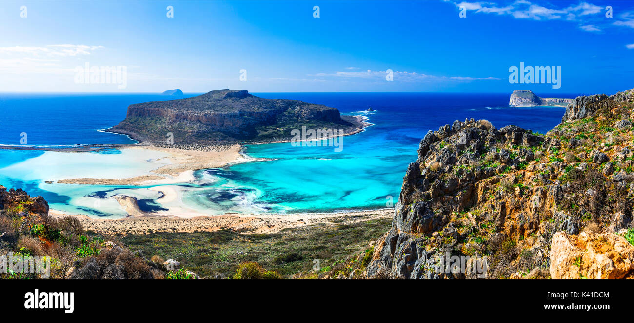 One of the most beautiful beaches of Greece - Balos bay in Crete island Stock Photo