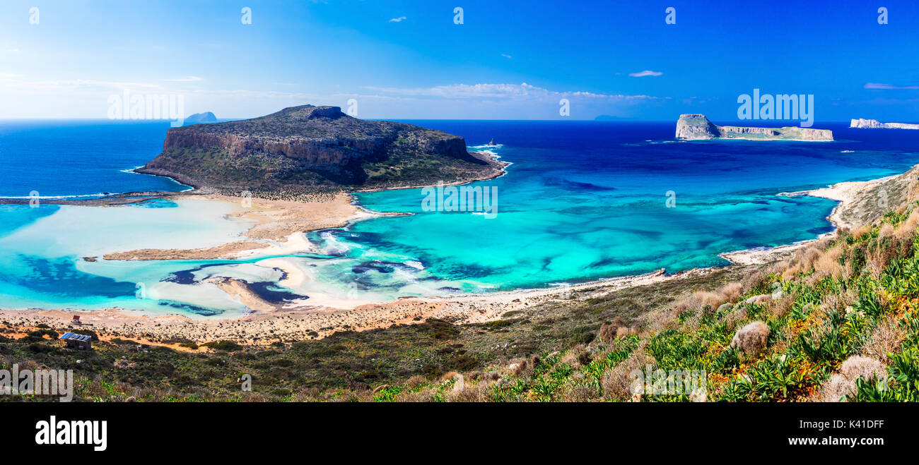 One of the most beautiful beaches of Greece - Balos bay in Crete island Stock Photo