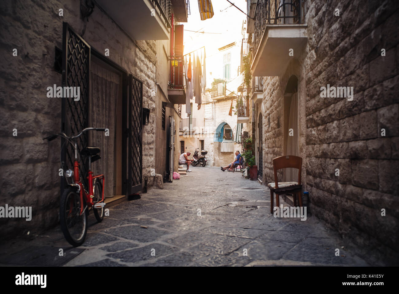 Life in the streets of the old town of Bari, Puglia region, south of Italy Stock Photo