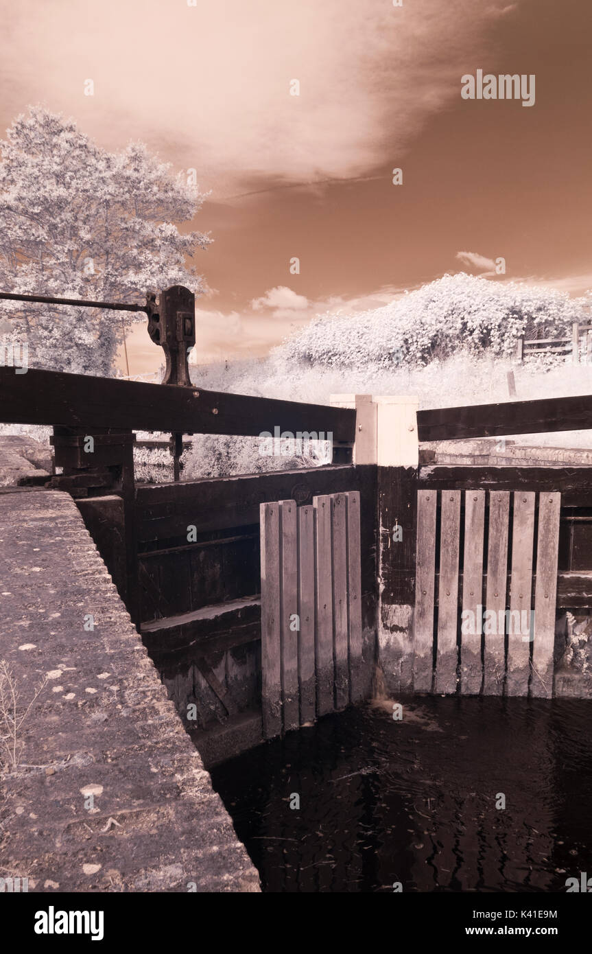 An Infrared picture of the lock and lock gates at Firepool, the start