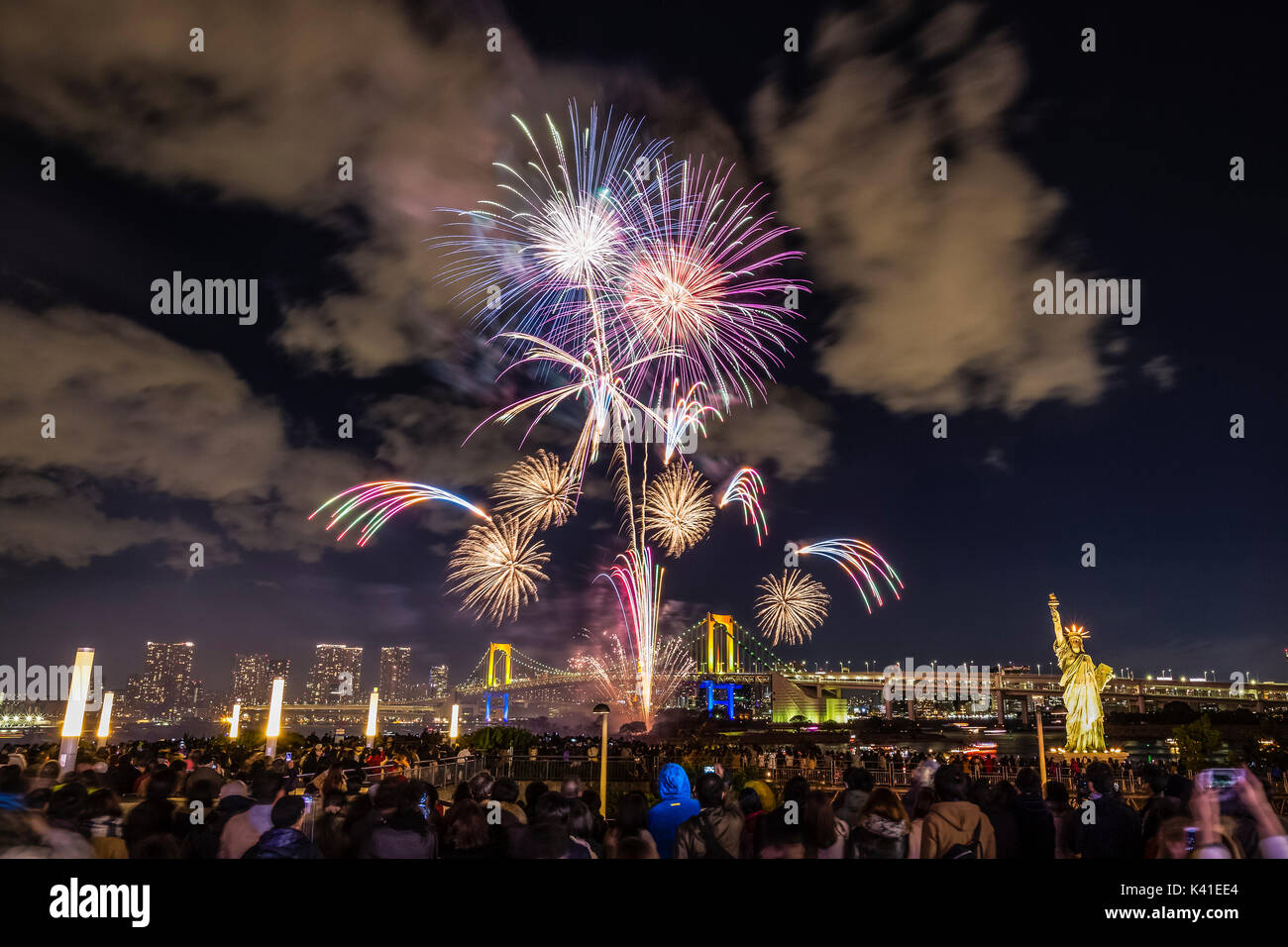 Fireworks at Tokyo Bay, Japan Stock Photo
