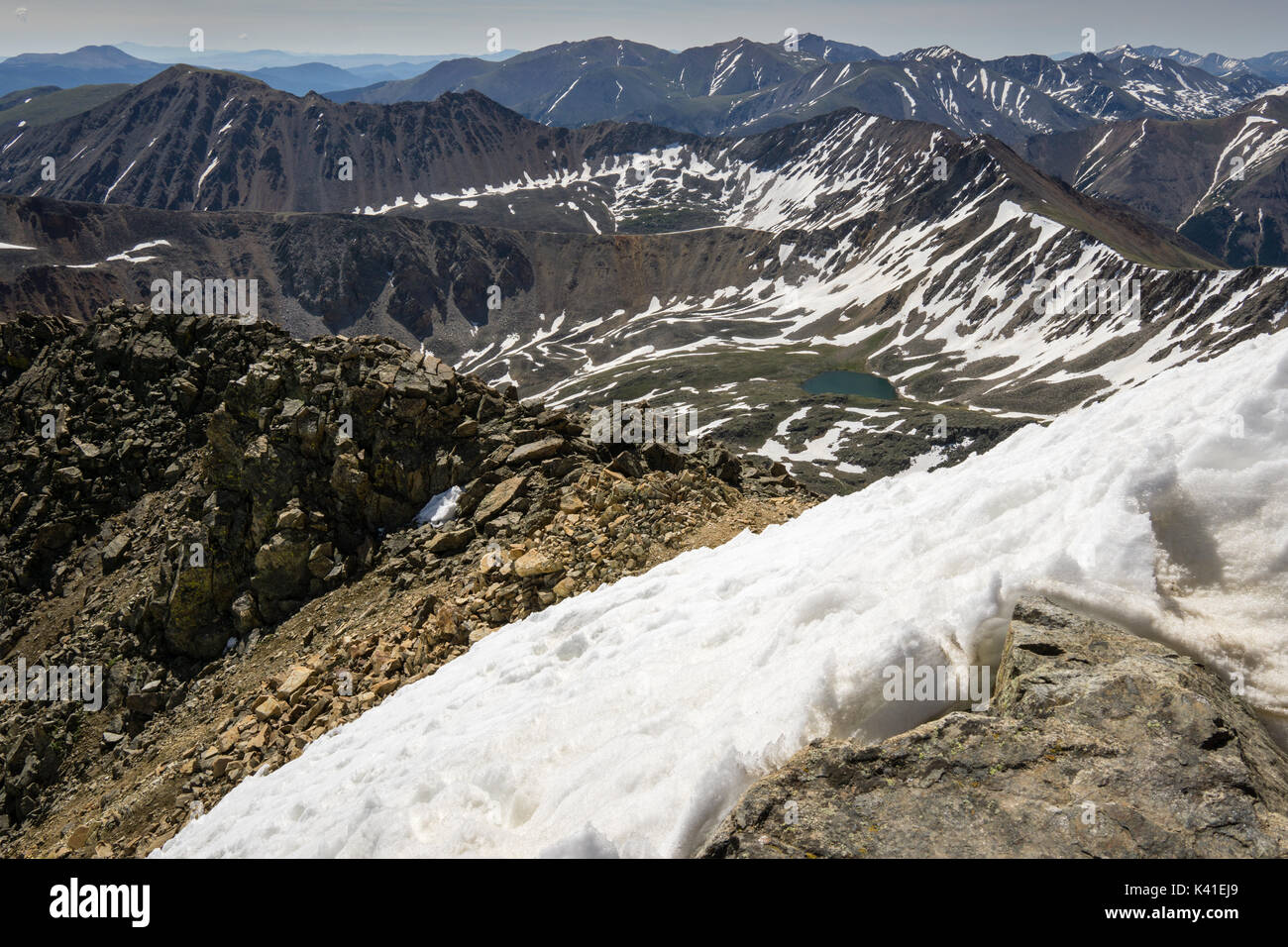 Snow on top of La Plata Peak, near Independence Pass, Colorado Stock