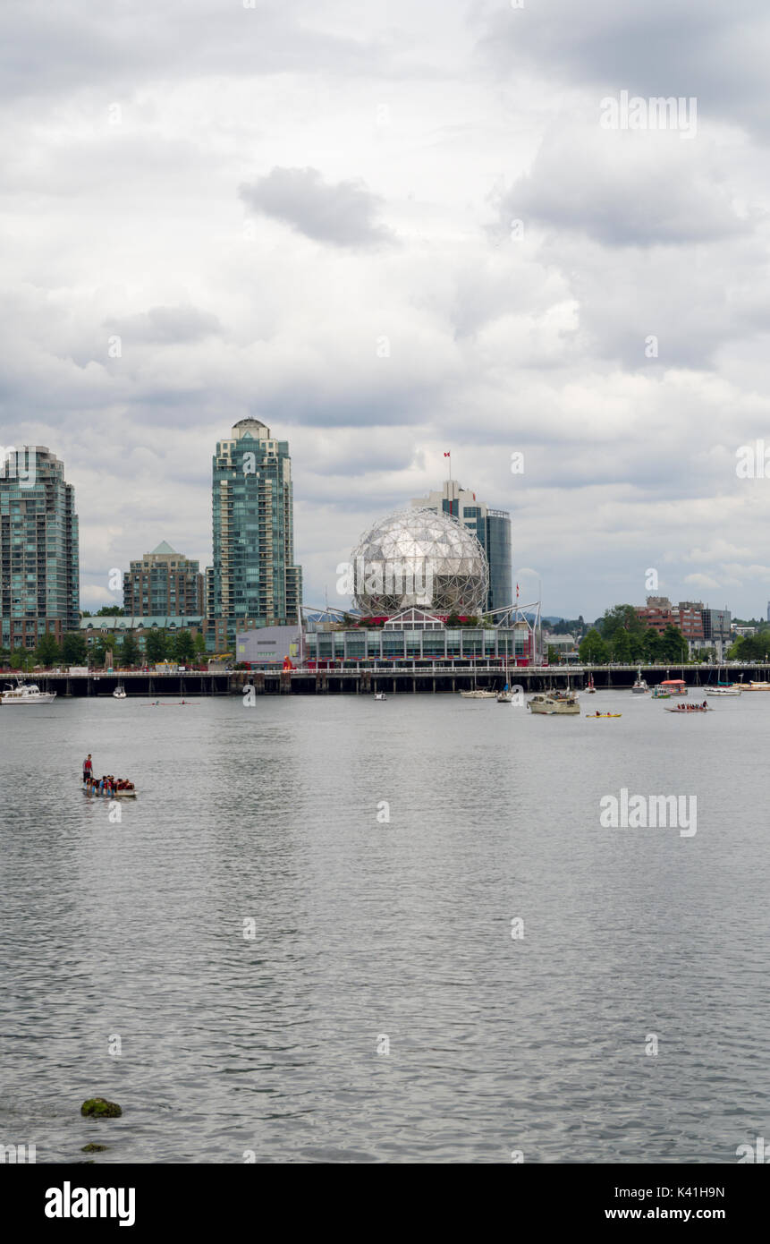 View of Vancouver Skyline including the Science Centre as seen from along False Creek Stock Photo