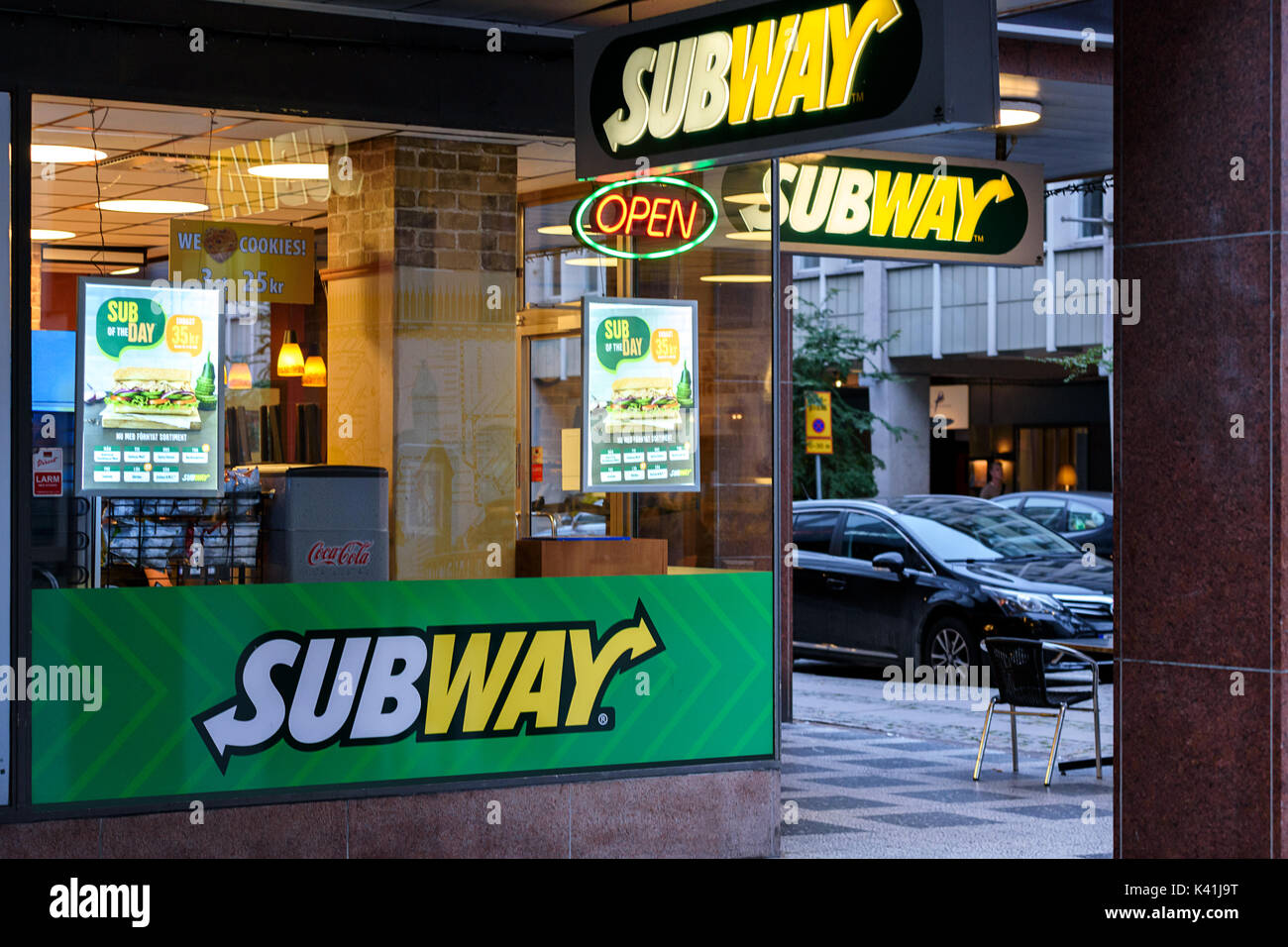 Malmo, Sweden - July 25, 2017:  Subway Restauraut exterior. Subway is an American fast food restaurant franchise. Stock Photo