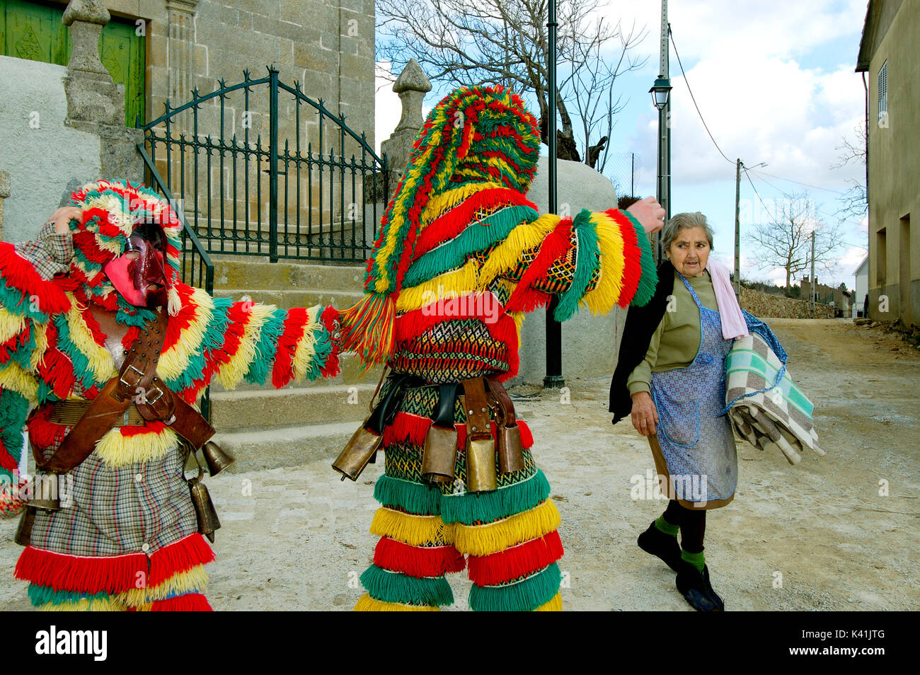Traditional wool costumes and masks during carnival. Podence, Tras os  Montes, Portugal Stock Photo - Alamy