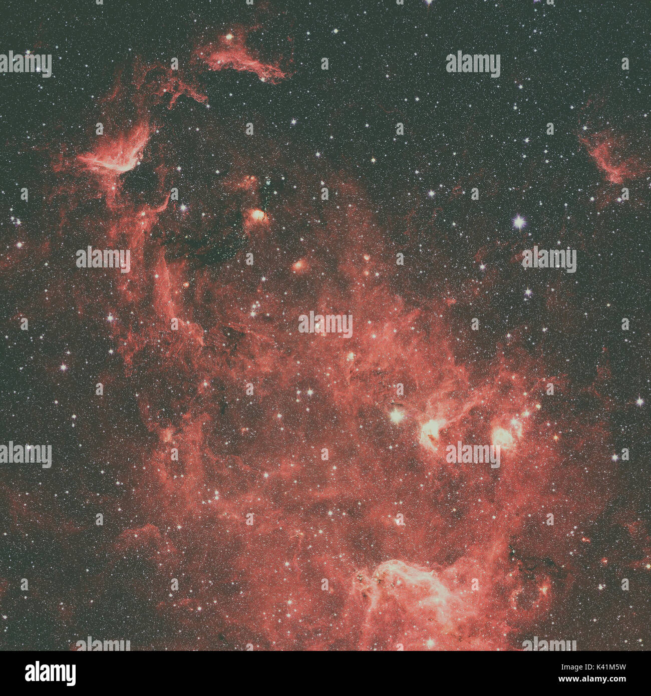 The North America nebula is an emission nebula in the constellation Cygnus, close to Deneb. Infrared view from NASA's Spitzer Space Telescope. Retouch Stock Photo