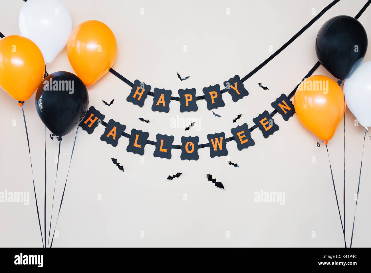 happy halloween party garland with air balloons Stock Photo