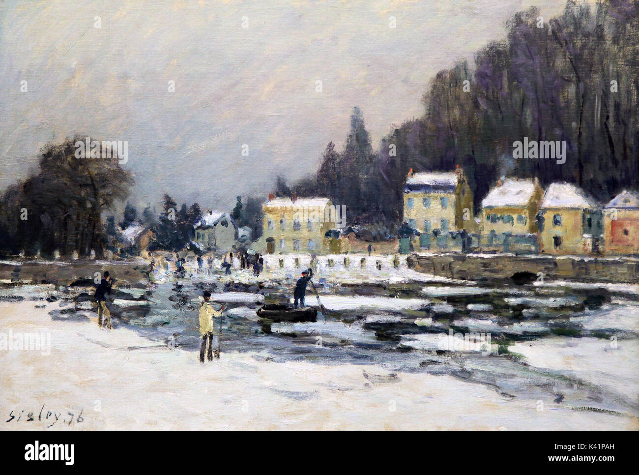 Le Debacle de la Seine a Port-Marly 1876 painting by Alfred Sisley 1839-1899.Impressionist landscape painter born in France with a British citizenship Stock Photo