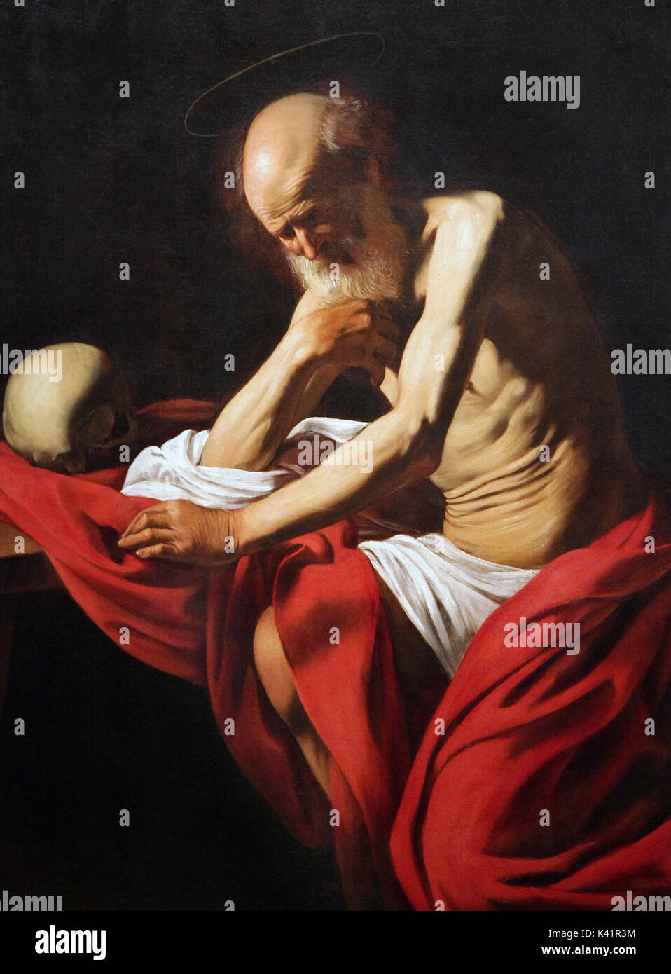 Saint Jerome in Meditation 1605 painting by Caravaggio 1571-1610 a painting by the Italian Baroque master Caravaggio. Stock Photo