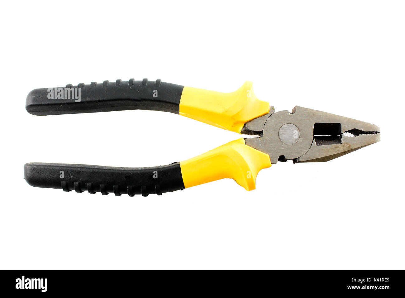Yellow pliers  isolated in white background Stock Photo