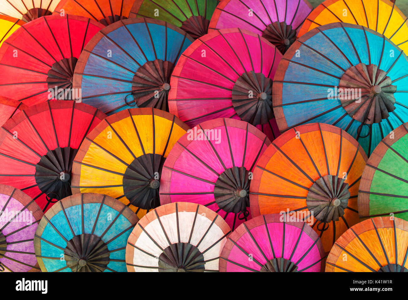 Colorful Thai traditional handmade umbrellas background Stock Photo Alamy