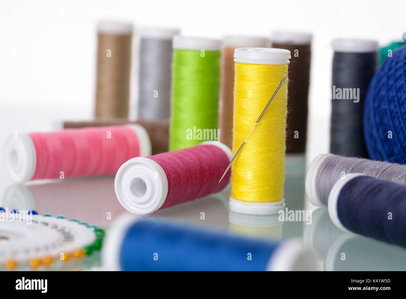 Sewing threads isolated on white background. Studio Shot Stock Photo