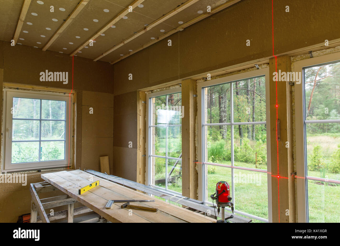 Construction work, finishing work in a wooden house and installing