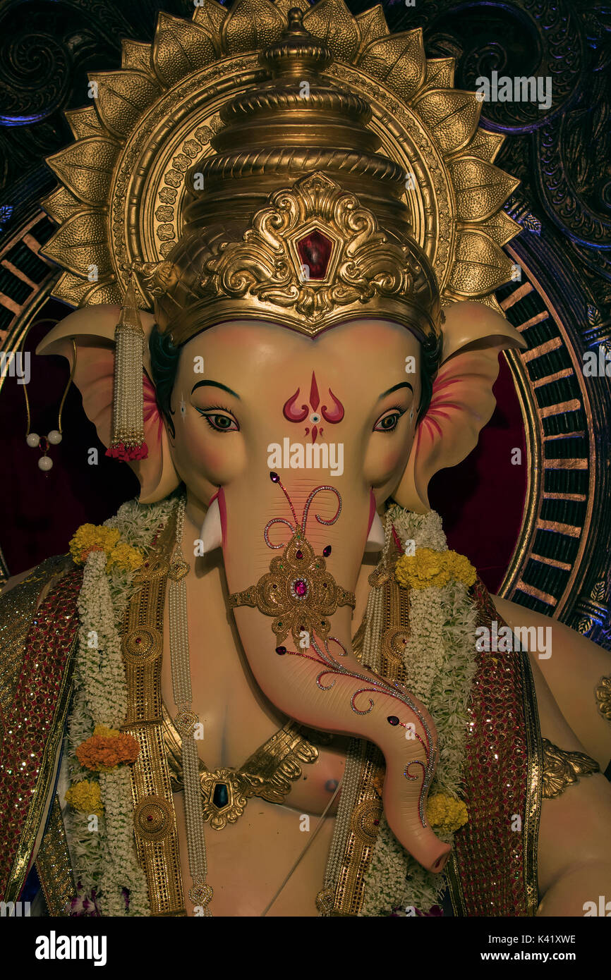 The image of Portrait  of Ganpati or Elephant headed lord in Khetwadi, .Mumbai, India Stock Photo