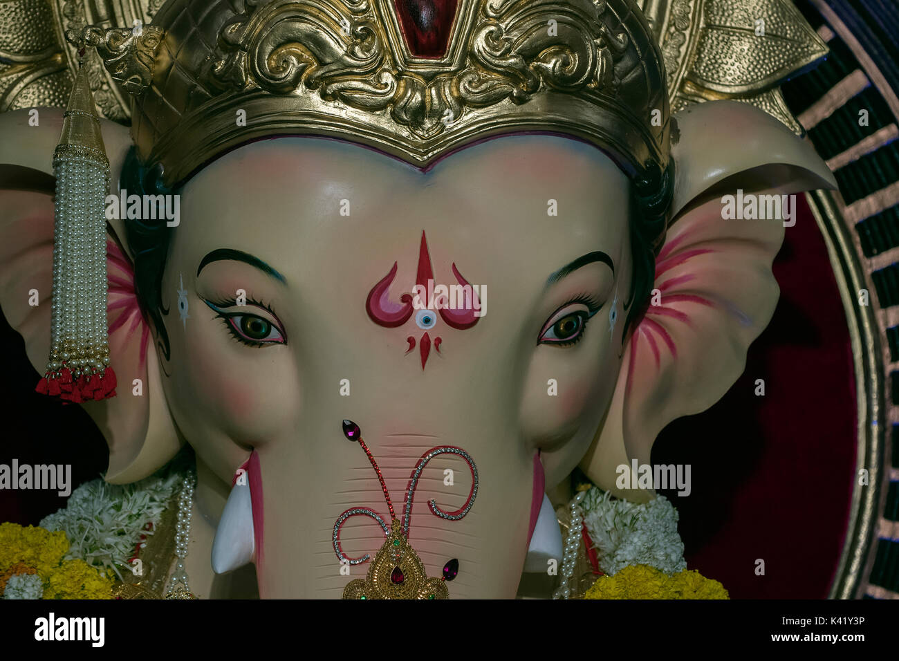 The image of Close up of Ganpati or Elephant headed lord in Khetwadi, .Mumbai, India Stock Photo