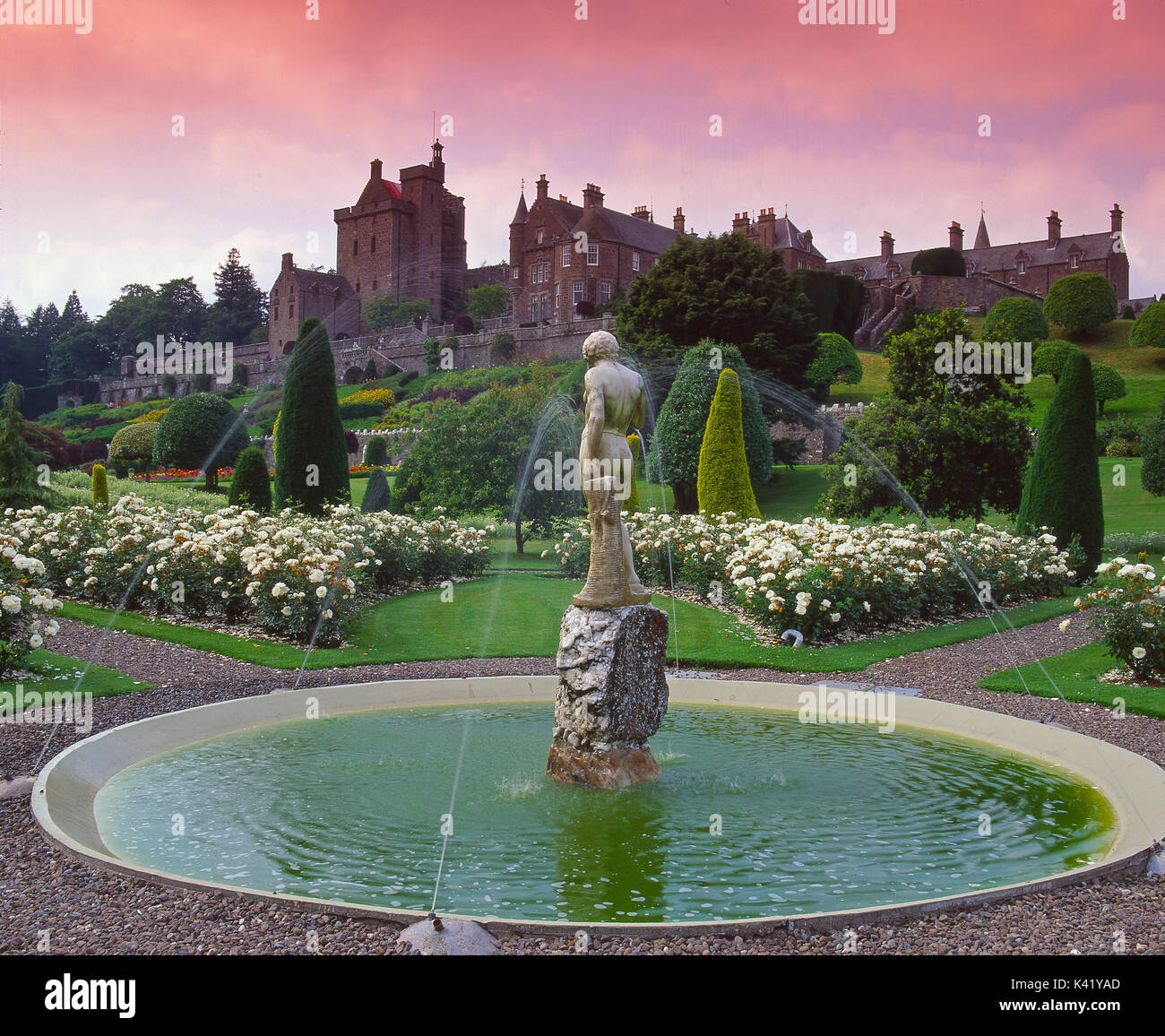 A magnificent view of Drummond Castle gardens near Crieff, Perthshire, Central Scotland Stock
