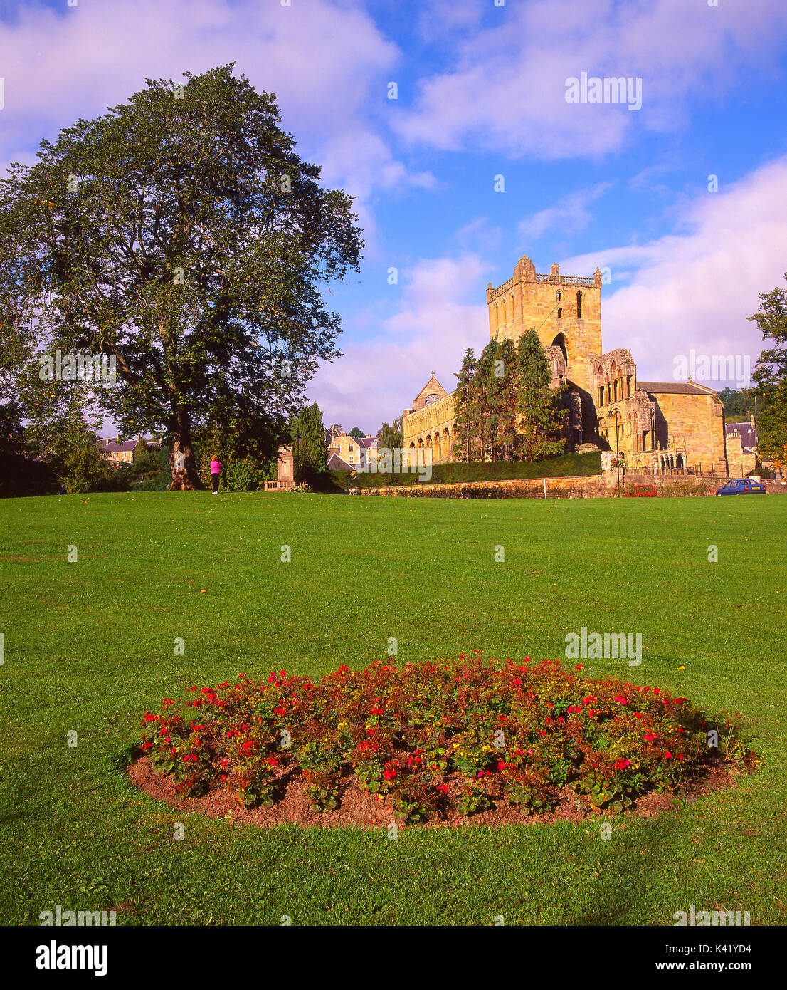 An interesting view towards Jedburgh Abbey from the gardens to the east