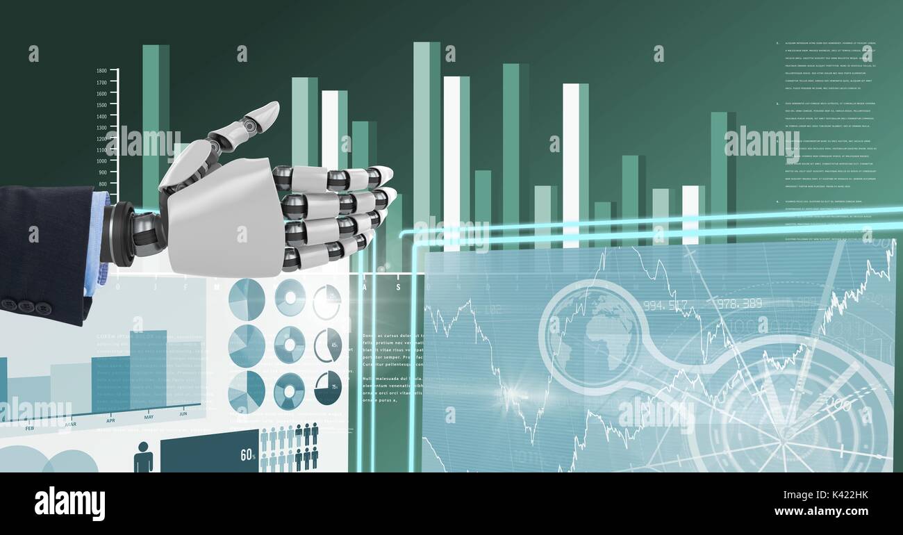 Digital composite of Robot business hand interacting with technology ...