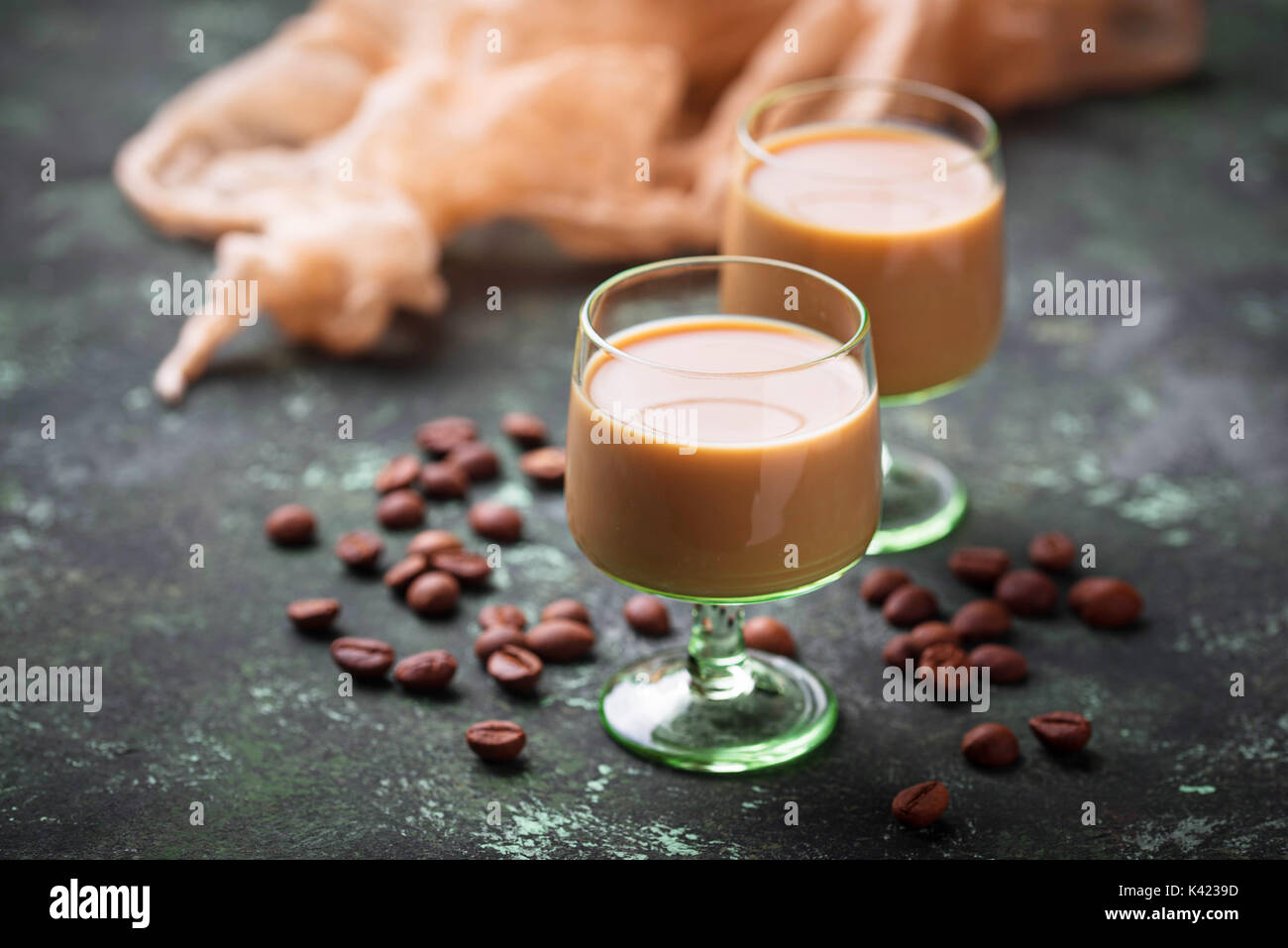 Irish cream liqueur and coffee beans Stock Photo Alamy