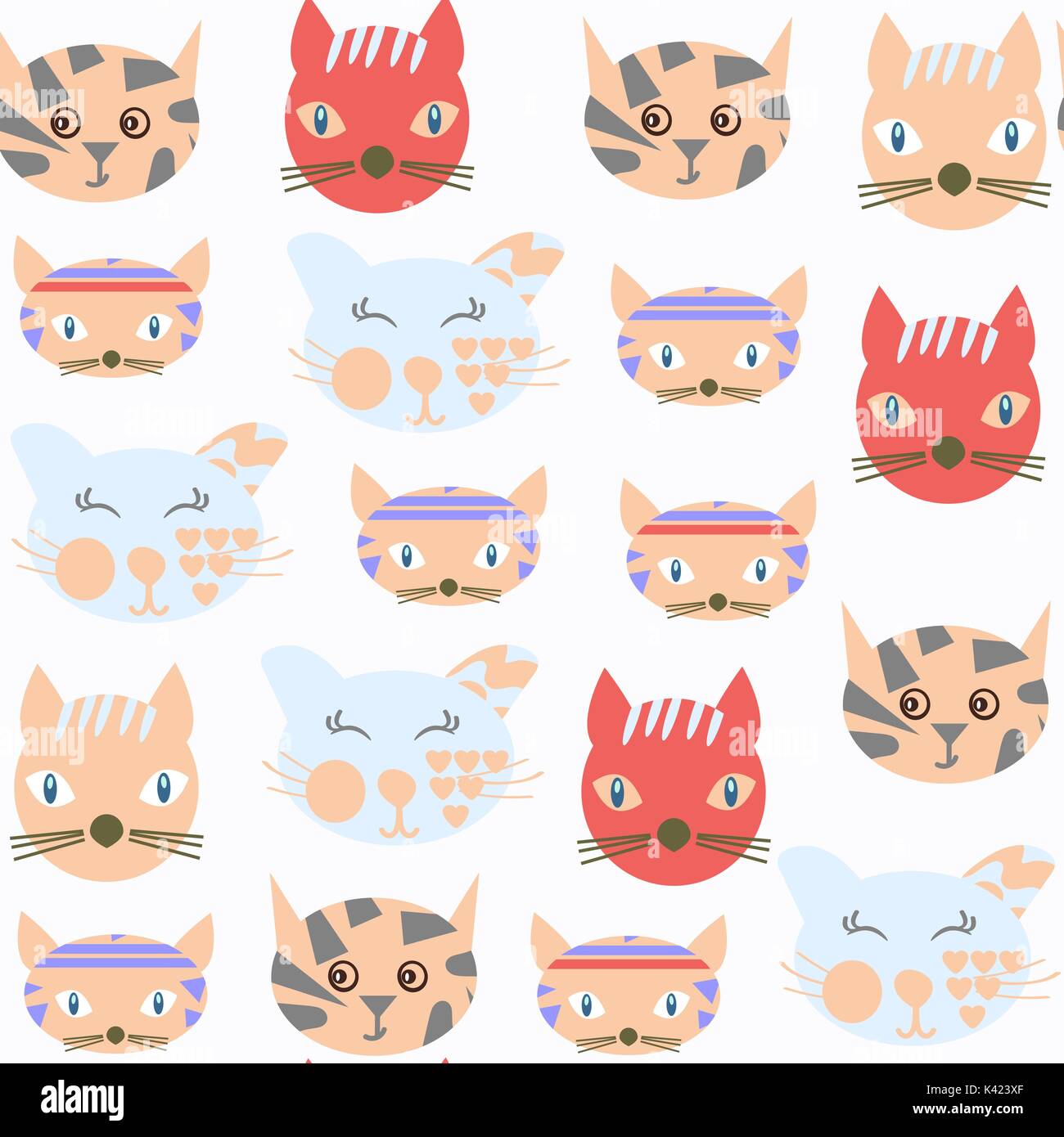 Cats seamless pattern. It is located in swatch menu, vector image. Colorful background Stock Vector