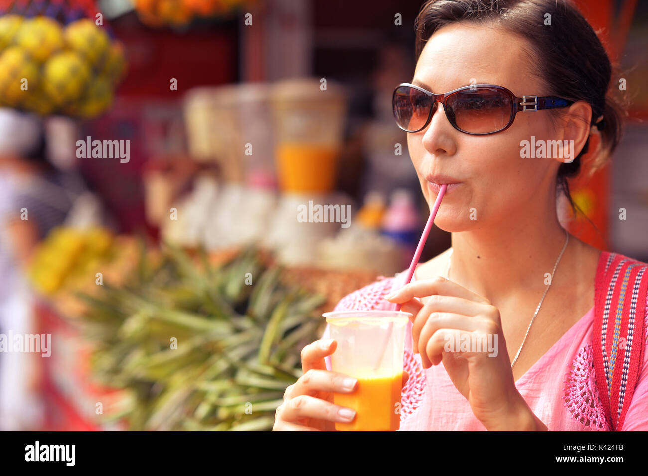 young woman drinking   Stock Photo