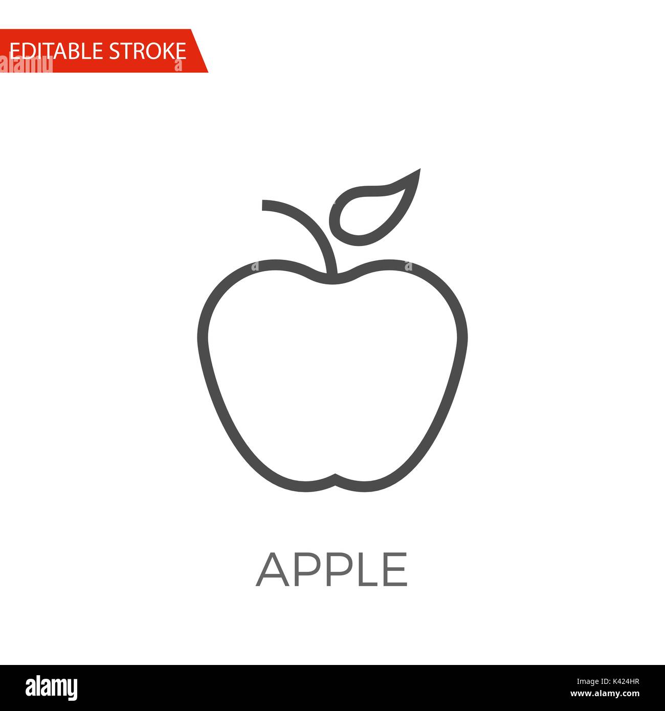 Apple Thin Line Vector Icon. Flat Icon Isolated on the White Background. Editable Stroke EPS file. Vector illustration. Stock Vector