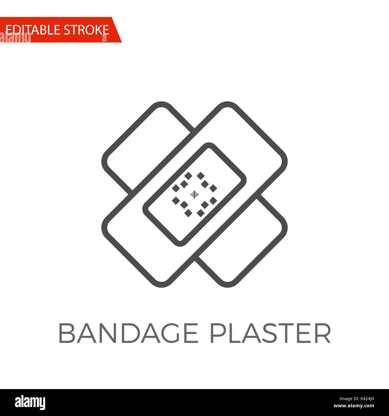 Bandage Plaster Thin Line Vector Icon. Flat Icon Isolated on the White Background. Editable Stroke EPS file. Vector illustration. Stock Vector