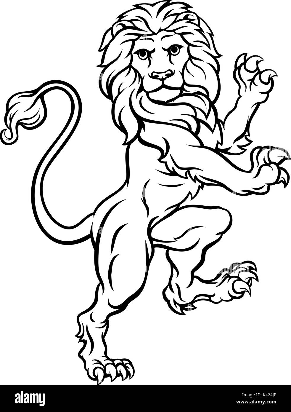 Lion Rampant Heraldic Crest Coat of Arms Stock Vector