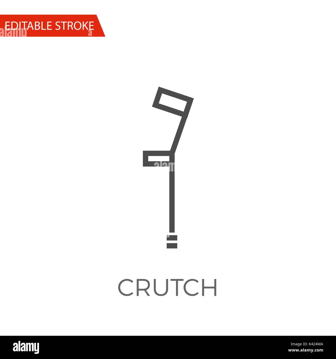 Crutch Thin Line Vector Icon. Flat Icon Isolated on the White Background. Editable Stroke EPS file. Vector illustration. Stock Vector
