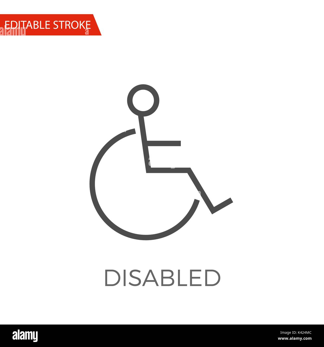 Disabled Thin Line Vector Icon. Flat Icon Isolated on the White Background. Editable Stroke EPS file. Vector illustration. Stock Vector