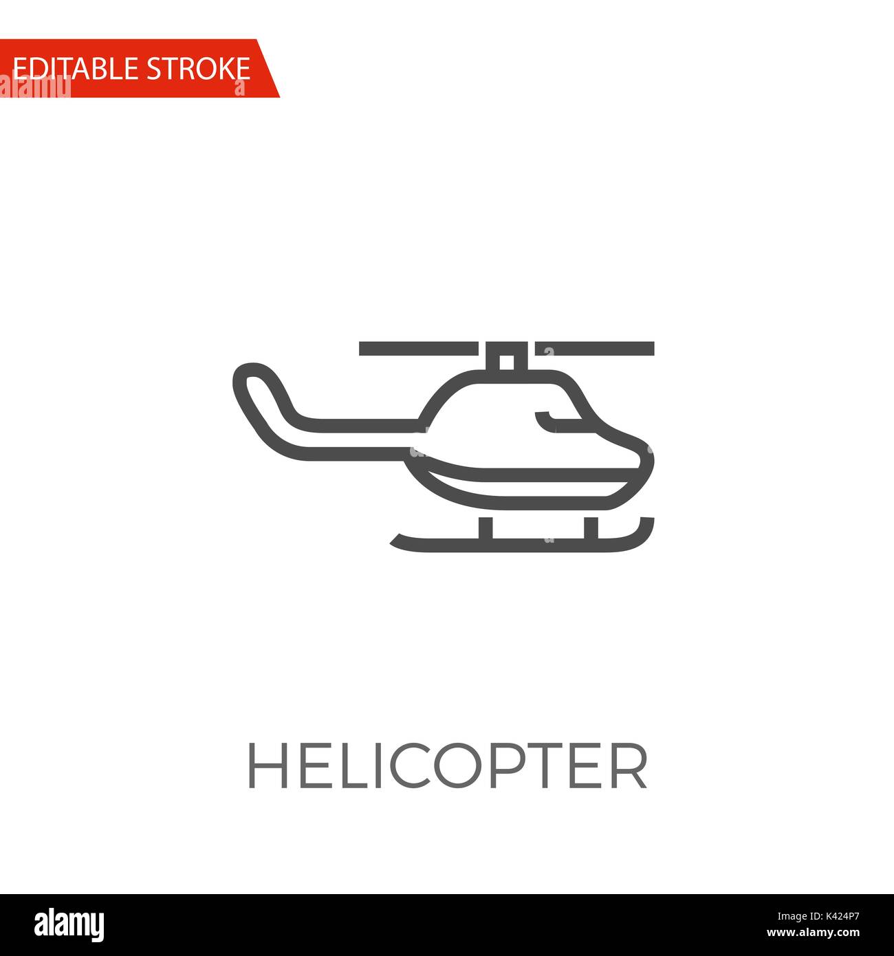 Helicopter Thin Line Vector Icon. Flat Icon Isolated on the White Background. Editable Stroke EPS file. Vector illustration. Stock Vector