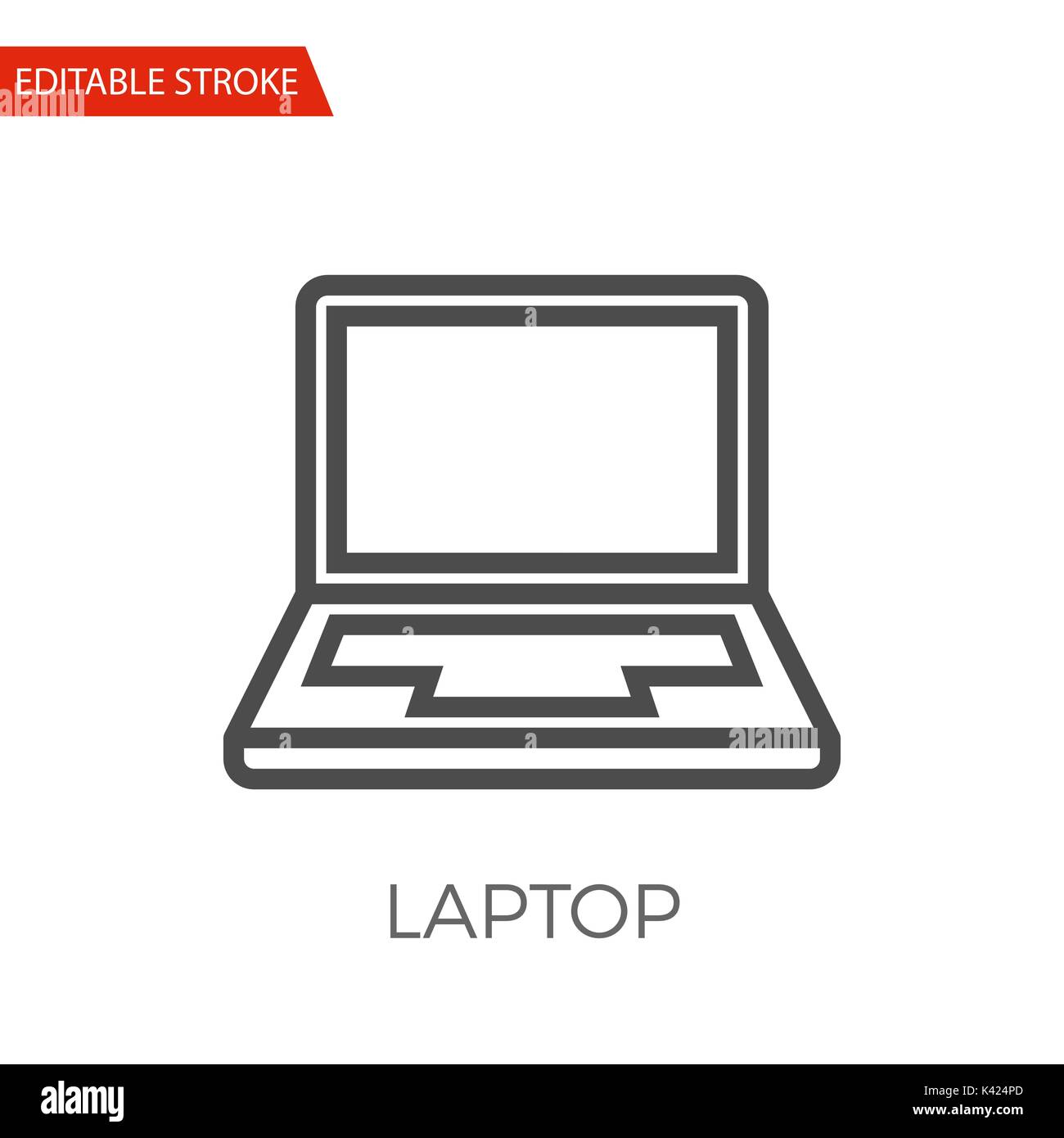 laptop Thin Line Vector Icon. Flat Icon Isolated on the White Background. Editable Stroke EPS file. Vector illustration. Stock Vector