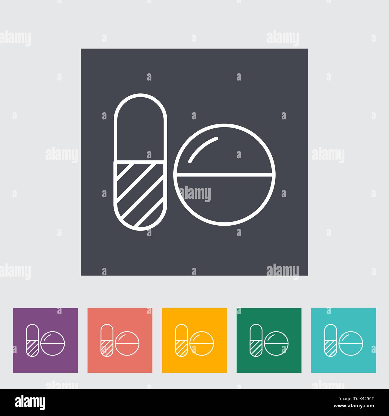 Contraceptive pills. Single flat icon on the button. Vector ...
