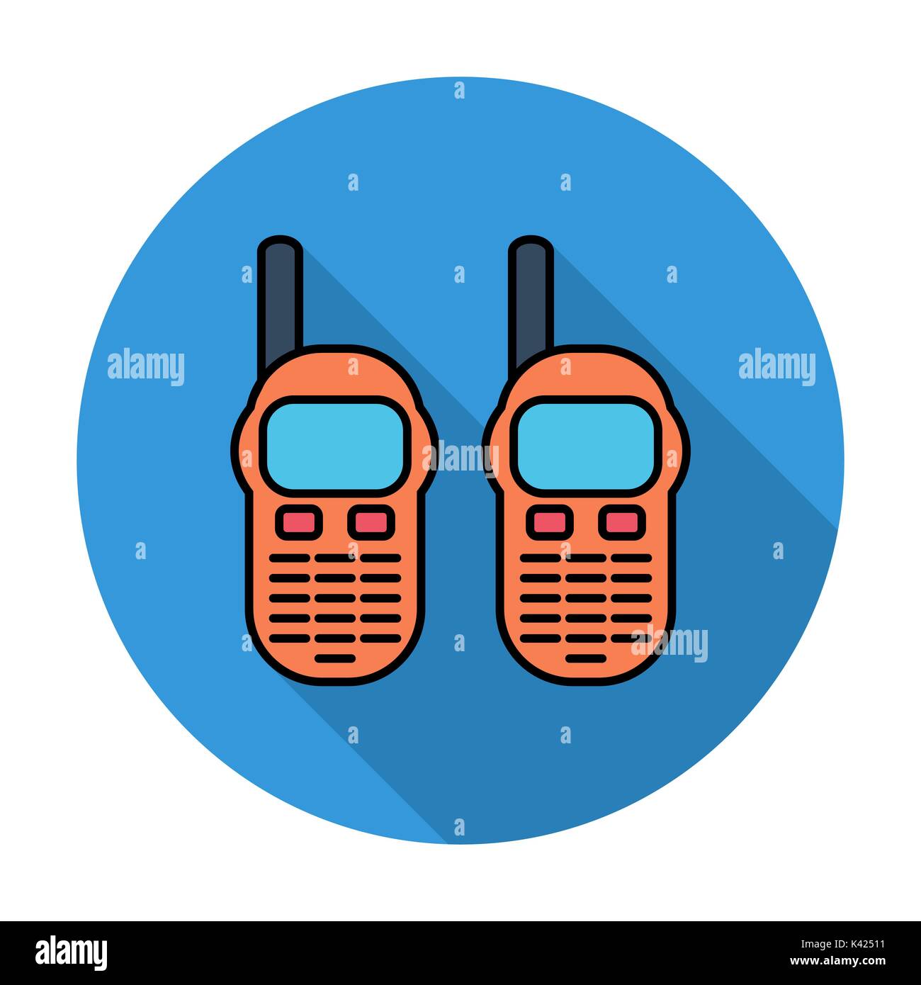 Portable radio. Single flat color icon on the circle. Vector