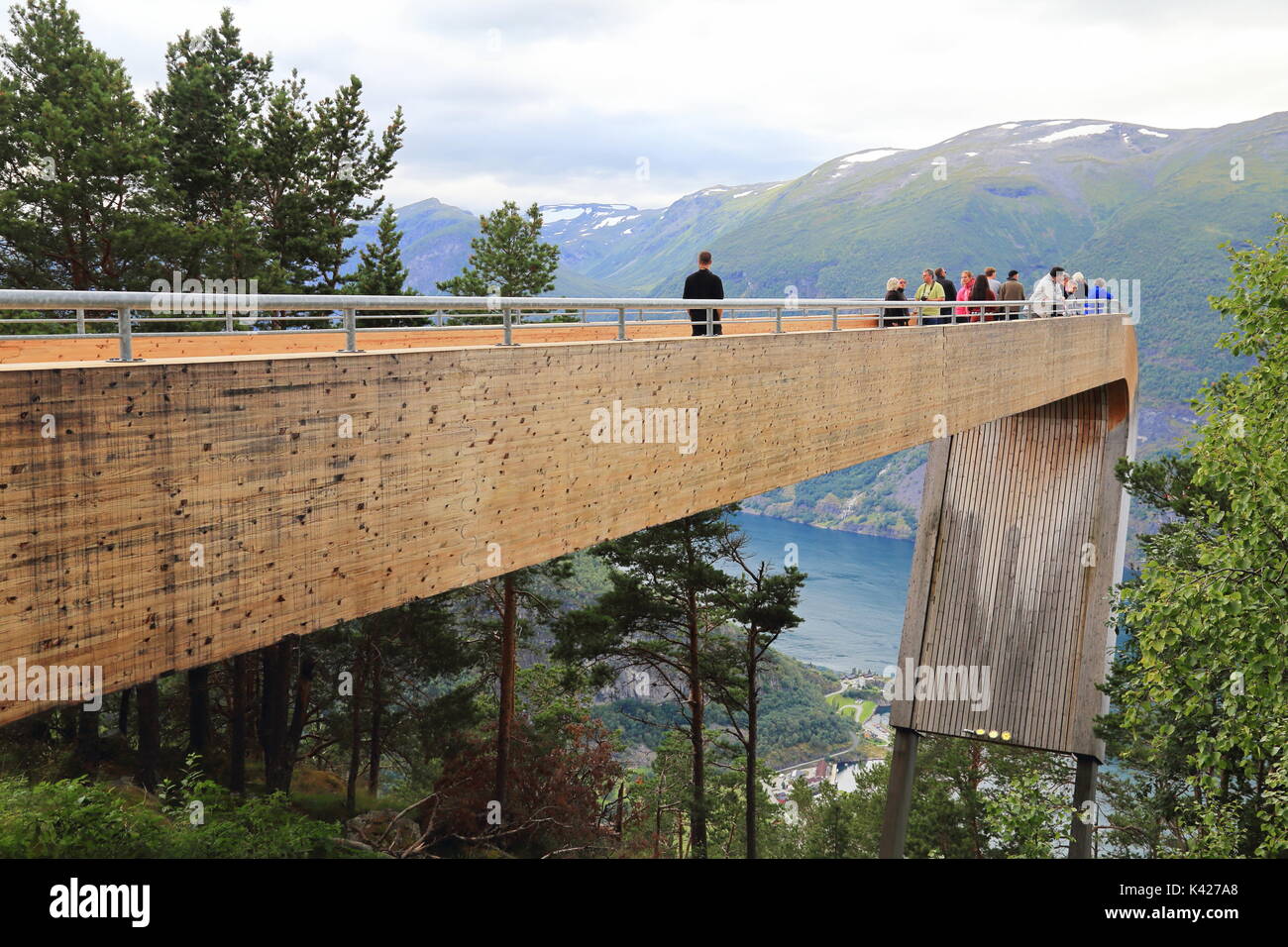 Stegastein viewing platform, 650 metres above Aurlandsfjord with tourists  enjoyinview, Norway Stock Photo - Alamy