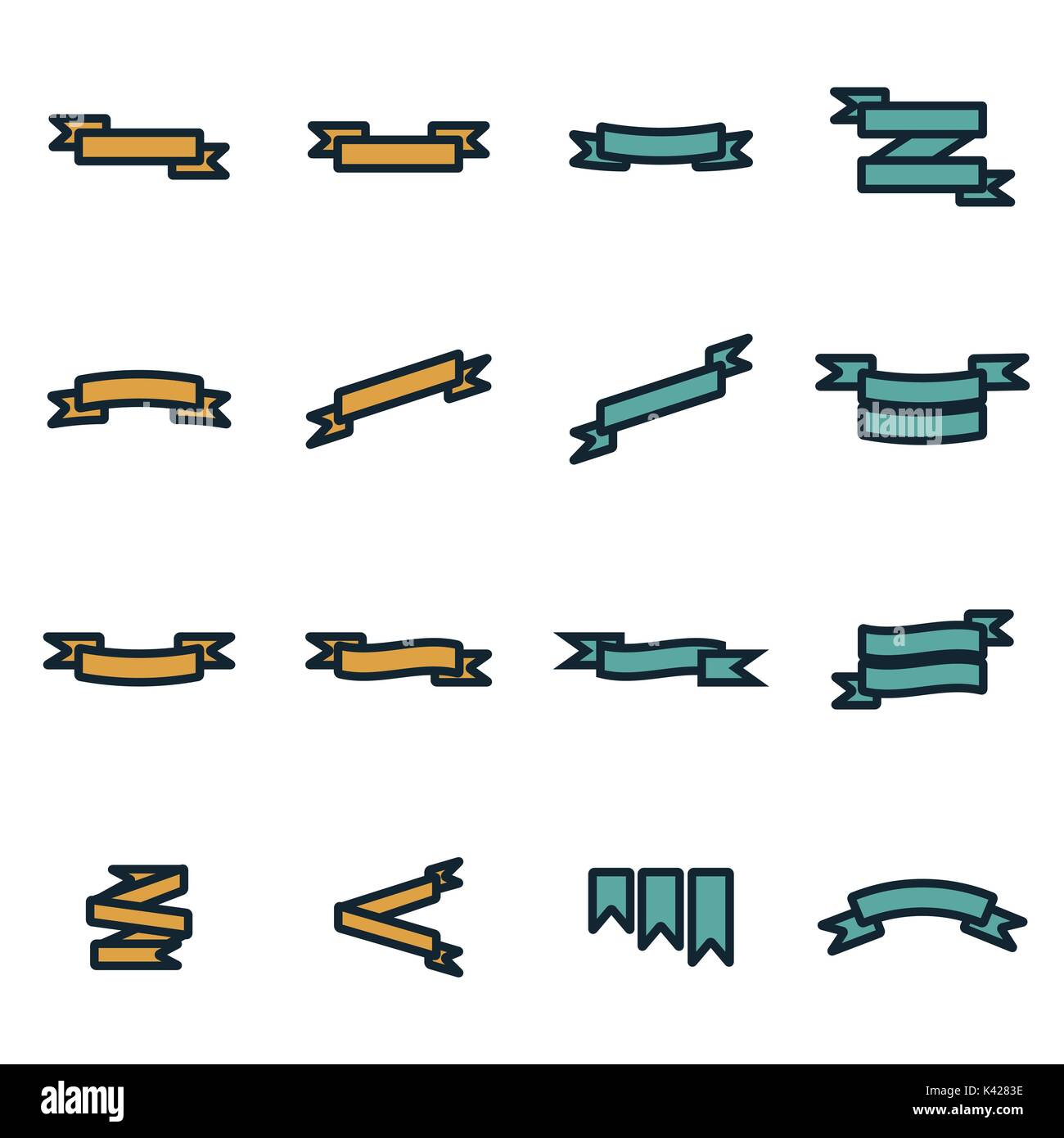 Vector flat ribbon icons set on white background Stock Vector Image ...