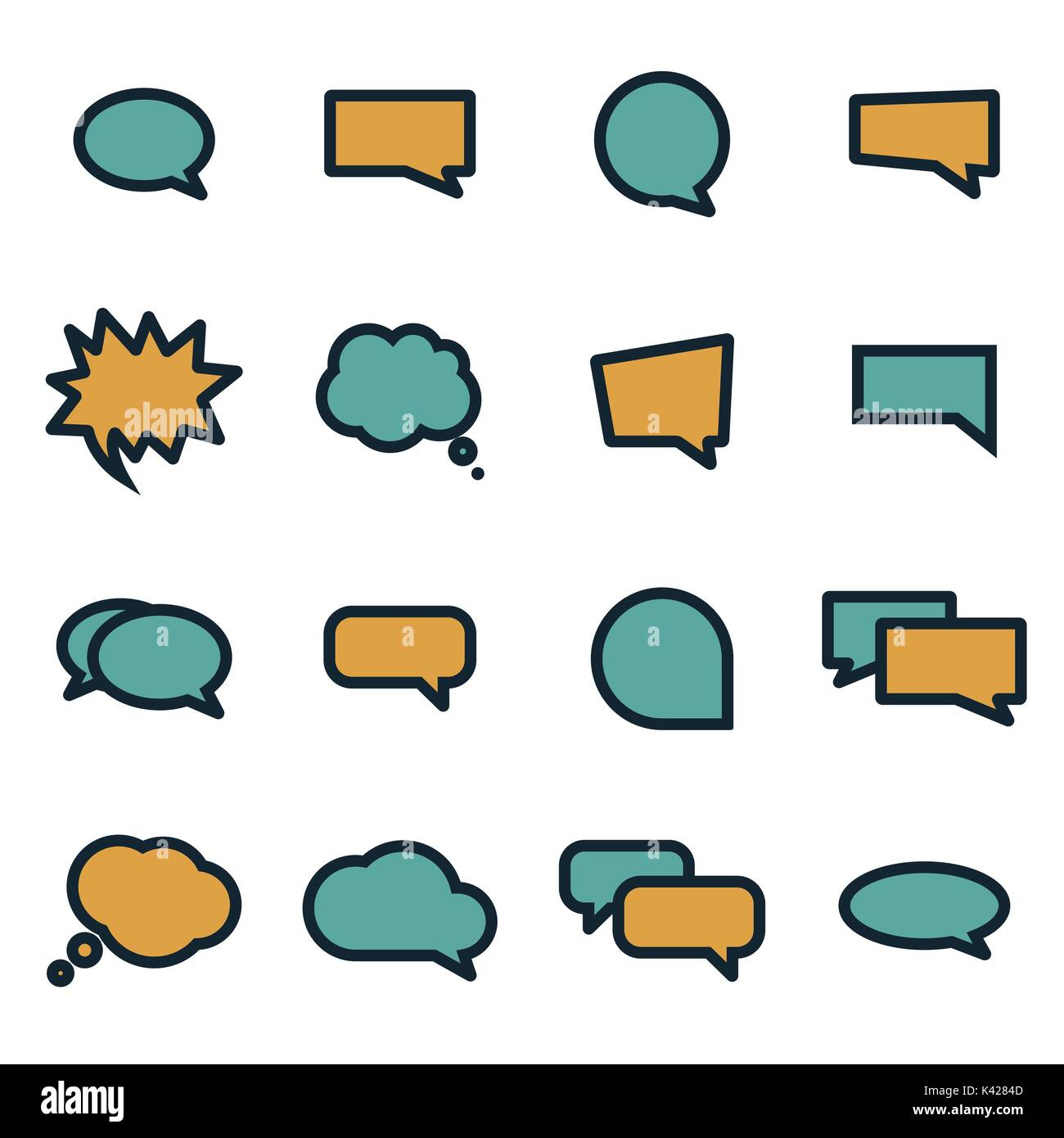 Vector flat speech bubbles icons set on white background Stock Vector