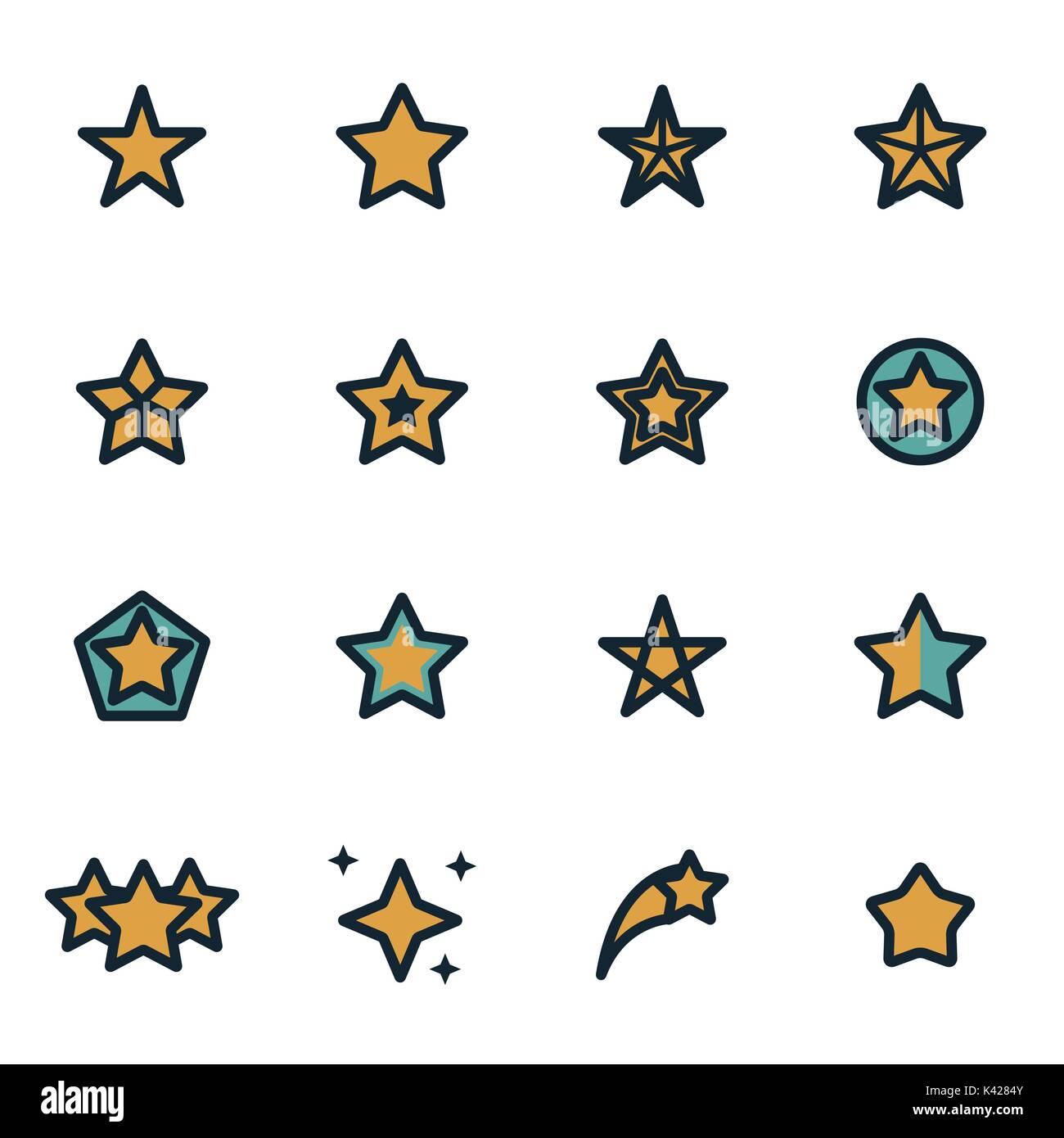 Vector flat stars icons set on white background Stock Vector Image ...