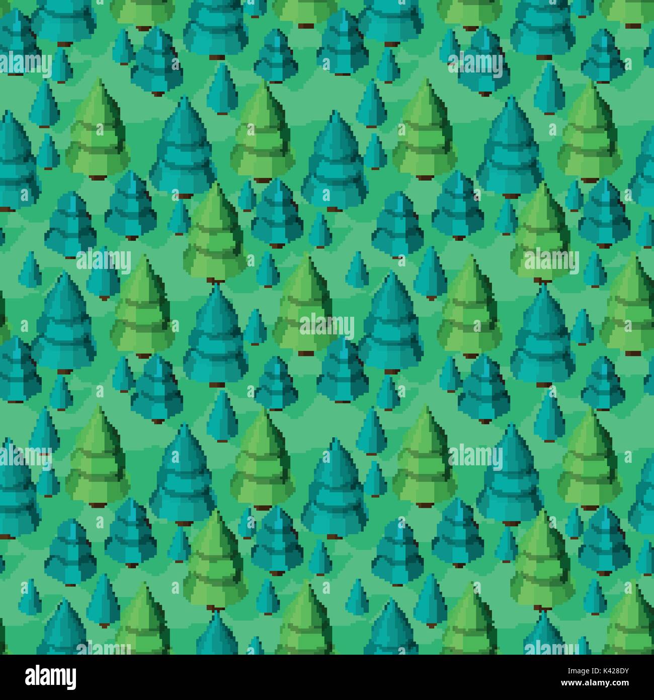 Seamless pattern with isometric trees Stock Vector