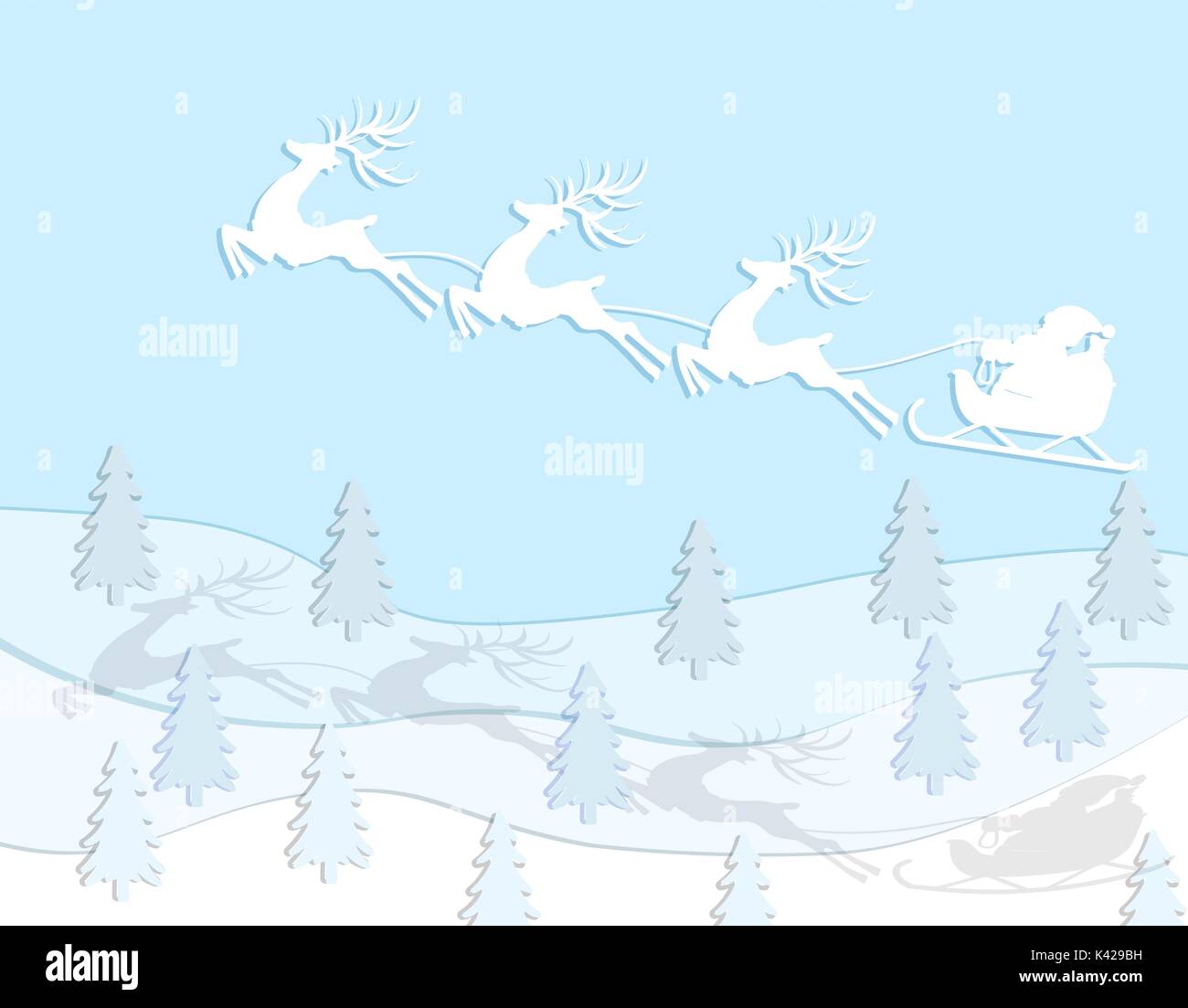 New Year Christmas A Drawing Of Santa Claus Arriving On