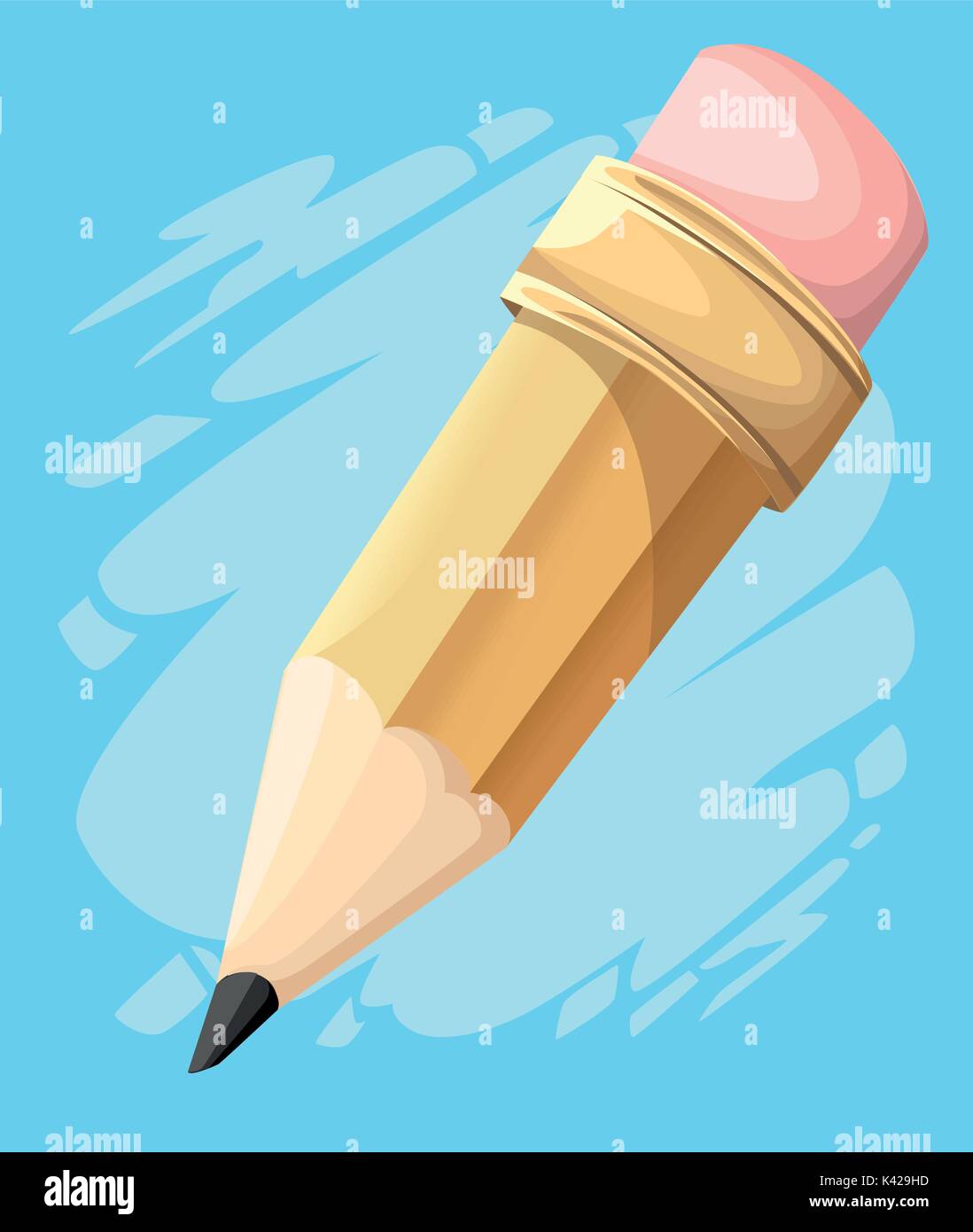 Pencil icon in flat design. Vector illustration. Pencil on white background with shadow. Web site page and mobile app design Vector illustration. Stock Vector