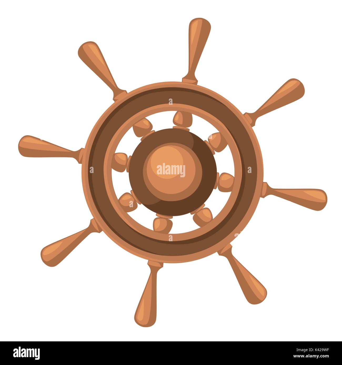 Ship wheel marine wooden vintage vector illustration isolated on white ...