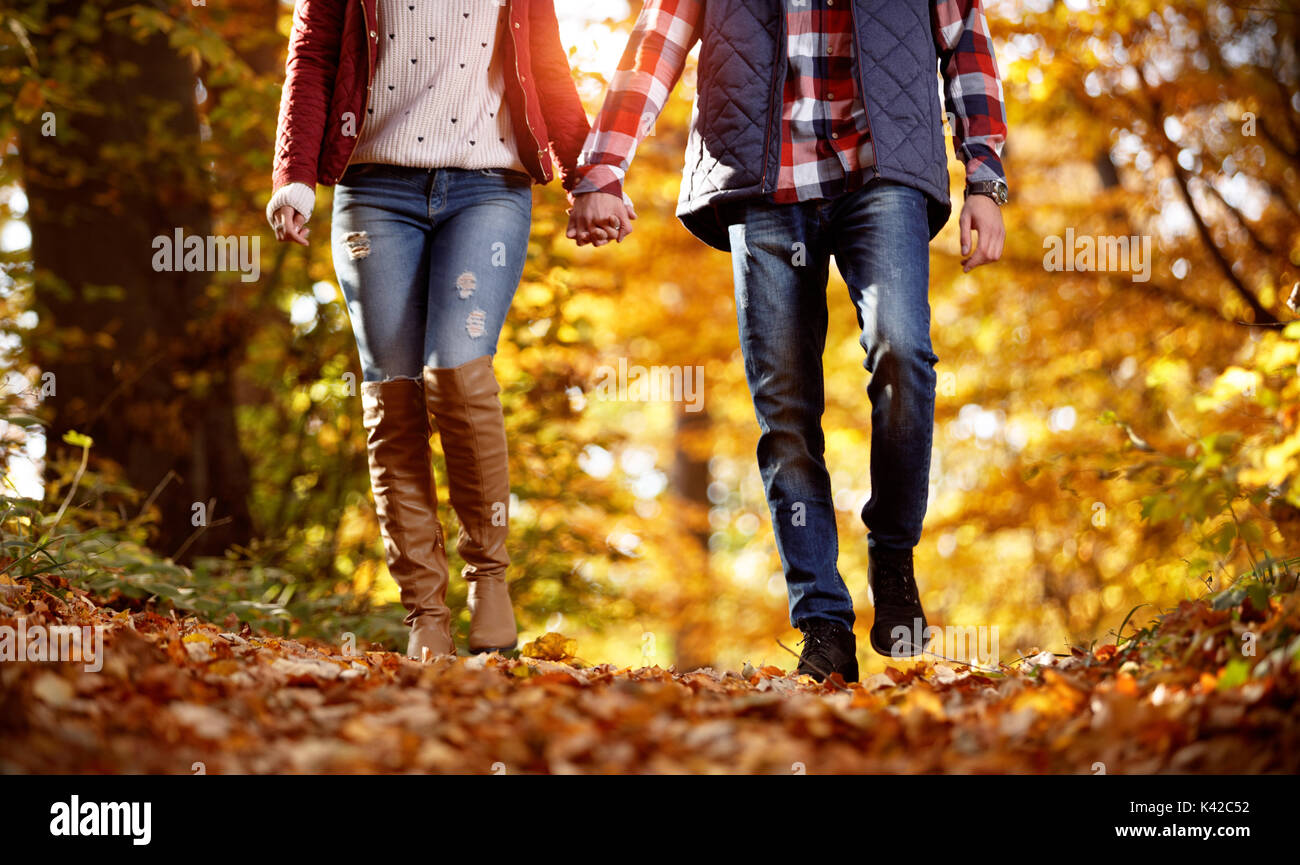 Lifestyle, couple walking in the park Stock Photo