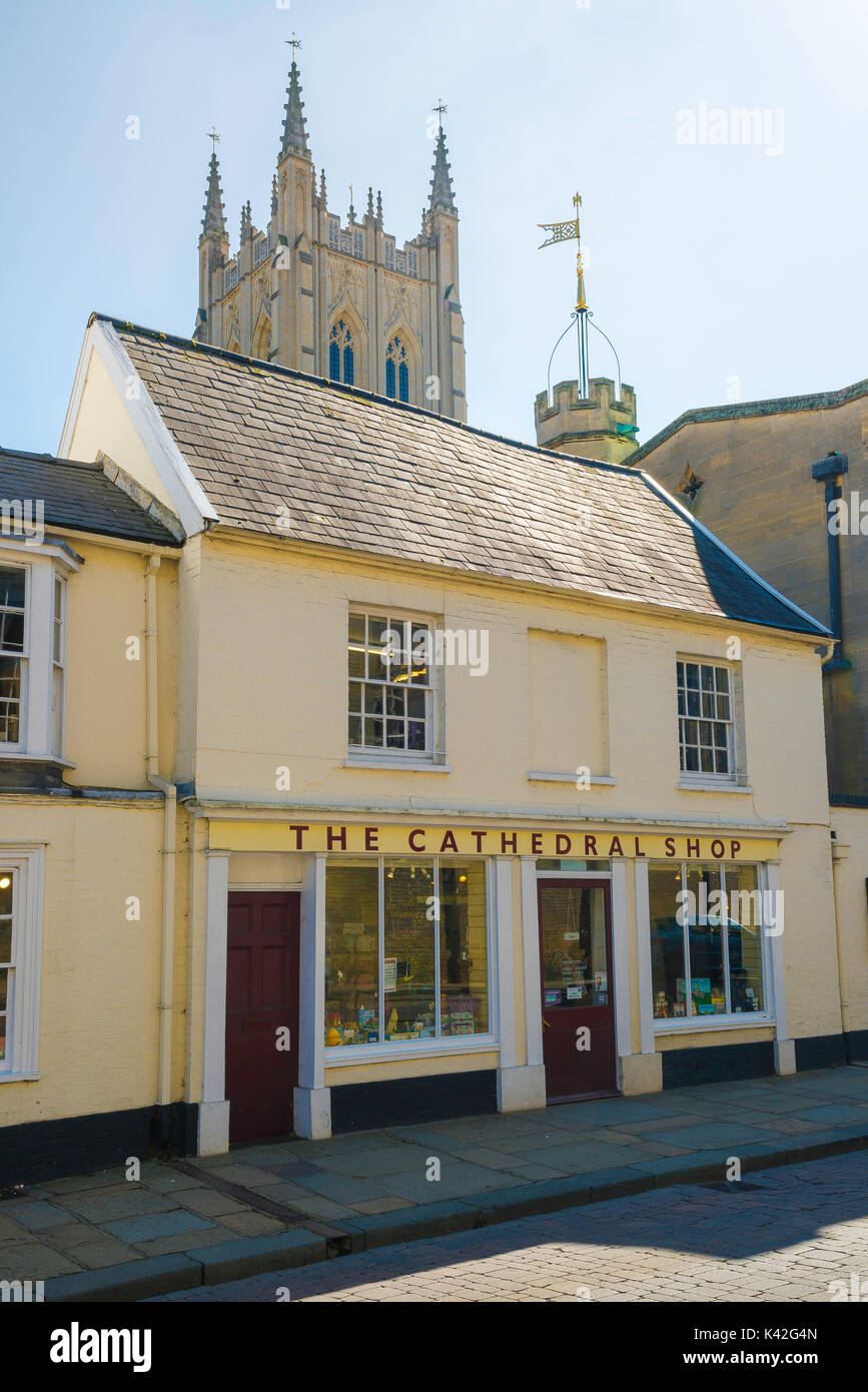 Bury St Edmunds shop, view of the Cathedral Shop on Angel Hill with the
