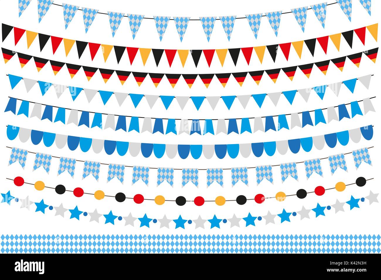 Oktoberfest set of flags, bunting, garland. October fest in germany
