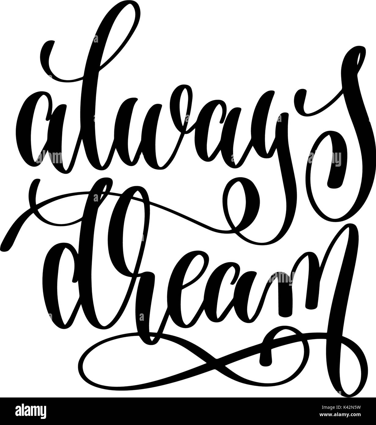 always dream - hand written lettering positive quote Stock Vector Image ...